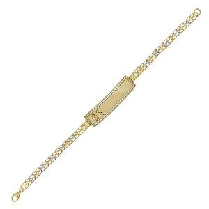 CZ Bezel Guadalupe ID Lady Bracelet Tricolor Gold 14k